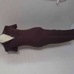 House of Harlow 1960 Brown Maxi Dress with Buttoned Style and Polo Collar